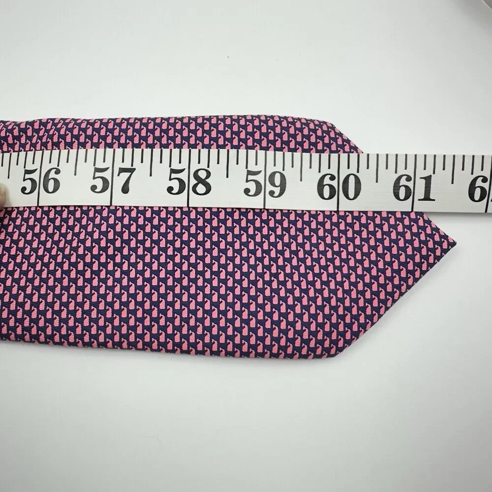 Vineyard Vines Shep & Ian Men's Silk Necktie Micro Whales Print Navy 61.5
